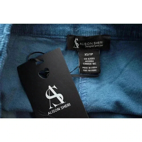 NWT Alison Sheri Corduroy Pants XS Pleated Straight Leg Academia Preppy Blue - Picture 11 of 12